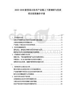 2025-2030新型顯示技術產業鏈上下游調研與優質項目投資操作手冊