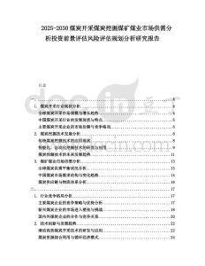 2025-2030煤炭開采煤炭挖掘煤礦煤業(yè)市場供需分析投資前景評估風(fēng)險評估規(guī)劃分析研究報告