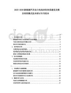 2025-2030新能源汽車動力電池回收體系建設(shè)及梯次利用模式技術(shù)研討專刊范本