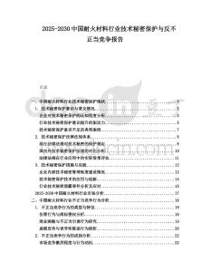 2025-2030中國(guó)耐火材料行業(yè)技術(shù)秘密保護(hù)與反不正當(dāng)競(jìng)爭(zhēng)報(bào)告