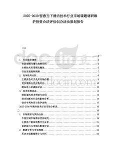 2025-2030留意當下清潔技術行業市場課題調研維護投資合法評估創辦活動策劃報告