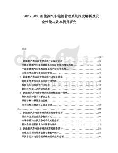 2025-2030新能源汽車電池管理系統(tǒng)深度解析及安全性能與效率提升研究