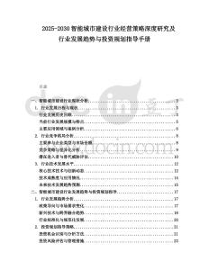 2025-2030智能城市建設行業經營策略深度研究及行業發展趨勢與投資規劃指導手冊