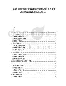 2025-2030智能電網設備市場供需動態分析投資策略風險評估規劃行業分析總結