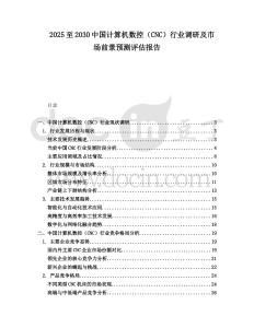 2025至2030中國計算機數控（CNC）行業調研及市場前景預測評估報告
