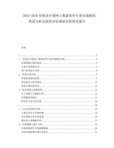 2025-2030全球及中國網(wǎng)上籌款軟件行業(yè)市場現(xiàn)狀供需分析及投資評估規(guī)劃分析研究報告