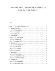2025-2030智能工廠協作機器人行業(yè)市場現狀供需分析及生產自動化發(fā)展分析