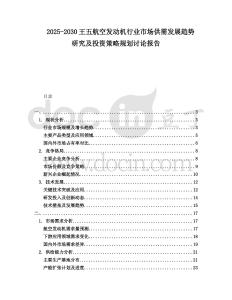 2025-2030王五航空發動機行業市場供需發展趨勢研究及投資策略規劃討論報告