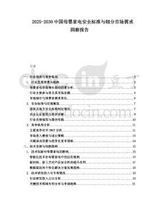 2025-2030中國母嬰家電安全標準與細分市場需求洞察報告
