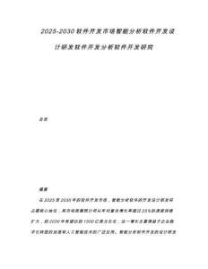 2025-2030軟件開發市場智能分析軟件開發設計研發軟件開發分析軟件開發研究