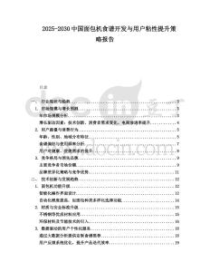 2025-2030中國面包機食譜開發(fā)與用戶粘性提升策略報告