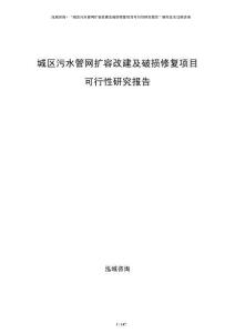 城區(qū)污水管網(wǎng)擴(kuò)容改建及破損修復(fù)項目可行性研究報告