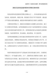 煤炭企業(yè)財務(wù)監(jiān)督的整體托管模式基本框架