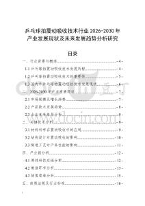 乒乓球拍震動吸收技術(shù)行業(yè)2026-2030年產(chǎn)業(yè)發(fā)展現(xiàn)狀及未來發(fā)展趨勢分析研究