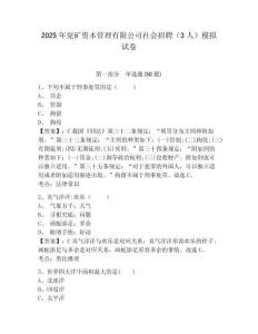 2025年兗礦資本管理有限公司社會招聘（3人）模擬試卷附答案詳解（實用）