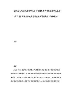 2025-2030能源化工合成氨生產(chǎn)線智能化改造項(xiàng)目技術(shù)改造與責(zé)任劃分規(guī)劃評(píng)估詳細(xì)研究