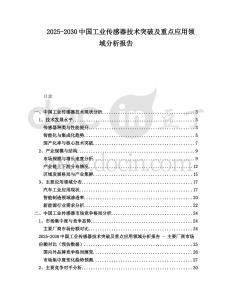 2025-2030中國工業(yè)傳感器技術(shù)突破及重點(diǎn)應(yīng)用領(lǐng)域分析報(bào)告