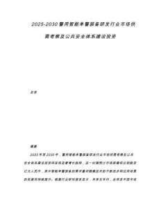 2025-2030警用智能單警裝備研發行業市場供需考察及公共安全體系建設投資