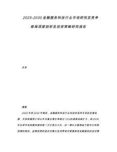 2025-2030金融服務(wù)科技行業(yè)市場研究及競爭格局深度剖析及投資策略研究報告