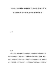 2025-2030精密儀器制造行業市場發展分析及前沿趨勢規劃與投資指導戰略研究報告