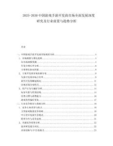 2025-2030中國游戲手游開發(fā)商市場全面發(fā)展深度研究及行業(yè)前景與趨勢分析
