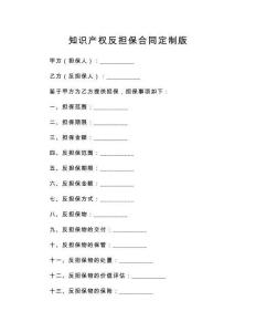 知識產權反擔保合同定制版