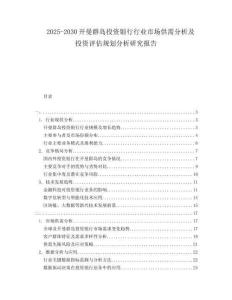 2025-2030開(kāi)曼群島投資銀行行業(yè)市場(chǎng)供需分析及投資評(píng)估規(guī)劃分析研究報(bào)告