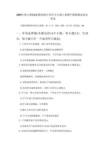 2025年秋人教版（新教材）初中化學(xué)九年級(jí)上冊(cè)期中模擬測試卷及答案