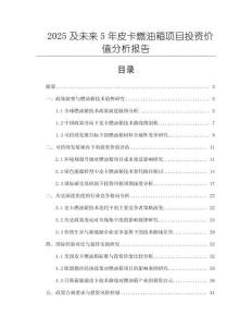 2025及未來5年皮卡燃油箱項目投資價值分析報告