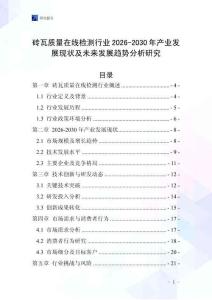 磚瓦質量在線檢測行業2026-2030年產業發展現狀及未來發展趨勢分析研究