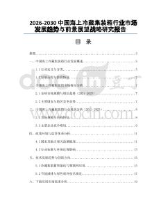 2026-2030中國海上冷藏集裝箱行業(yè)市場發(fā)展趨勢與前景展望戰(zhàn)略研究報告