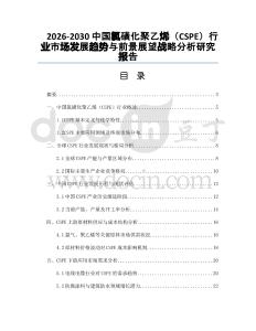 2026-2030中國氯磺化聚乙烯（CSPE）行業市場發展趨勢與前景展望戰略分析研究報告