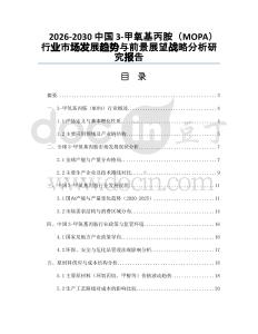 2026-2030中国3-甲氧基丙胺（MOPA）行业市场发展趋势与前景展望战略分析研究报告