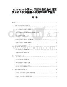 2026-2030中國UV凹版油墨行業(yè)市場深度分析及發(fā)展預(yù)測與投資策略研究報(bào)告
