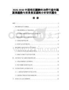 2026-2030中国咽后脓肿的治疗行业市场发展趋势与前景展望战略分析研究报告