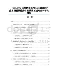 2026-2030中國熱等靜壓(HIP)燒結爐行業市場發展趨勢與前景展望戰略分析研究報告