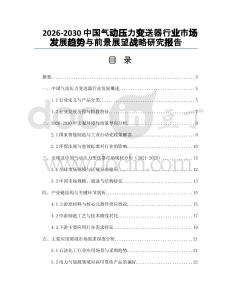 2026-2030中國氣動壓力變送器行業(yè)市場發(fā)展趨勢與前景展望戰(zhàn)略研究報告