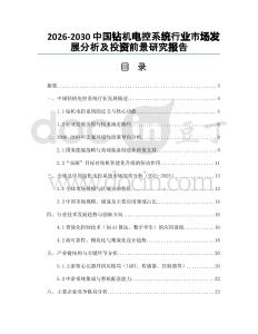 2026-2030中國鉆機電控系統(tǒng)行業(yè)市場發(fā)展分析及投資前景研究報告