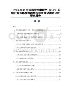 2026-2030中國商業(yè)熱電聯(lián)產(chǎn)（CHP）系統(tǒng)行業(yè)市場發(fā)展趨勢與前景展望戰(zhàn)略分析研究報告