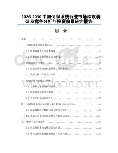 2026-2030中國伺服系統(tǒng)行業(yè)市場深度調(diào)研及競爭分析與投資前景研究報告