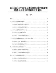 2026-2030中國食品級磷酸行業(yè)市場發(fā)展趨勢與前景展望戰(zhàn)略研究報告