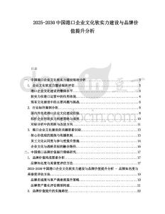 2025-2030中國(guó)港口企業(yè)文化軟實(shí)力建設(shè)與品牌價(jià)值提升分析