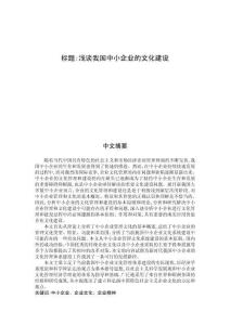 淺談我國(guó)中小企業(yè)的文化建設(shè)