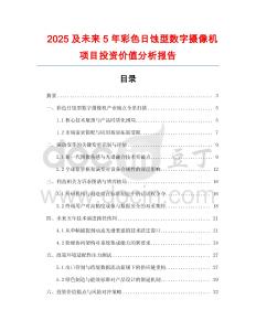 2025及未來5年彩色日蝕型數字攝像機項目投資價值分析報告