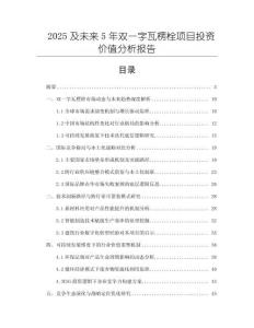 2025及未來5年雙一字瓦楞栓項目投資價值分析報告