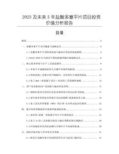 2025及未來(lái)5年鹽酸多塞平片項(xiàng)目投資價(jià)值分析報(bào)告