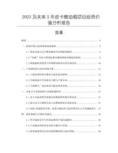 2025及未來5年皮卡燃油箱項目投資價值分析報告