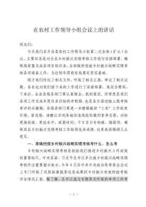 农村工作领导小组会议上的讲话