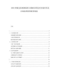 2025智能安防視頻監控大數據分析技術市場應用及后端處理投資配置規劃