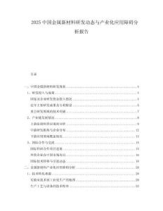 2025中國(guó)金屬新材料研發(fā)動(dòng)態(tài)與產(chǎn)業(yè)化應(yīng)用障礙分析報(bào)告